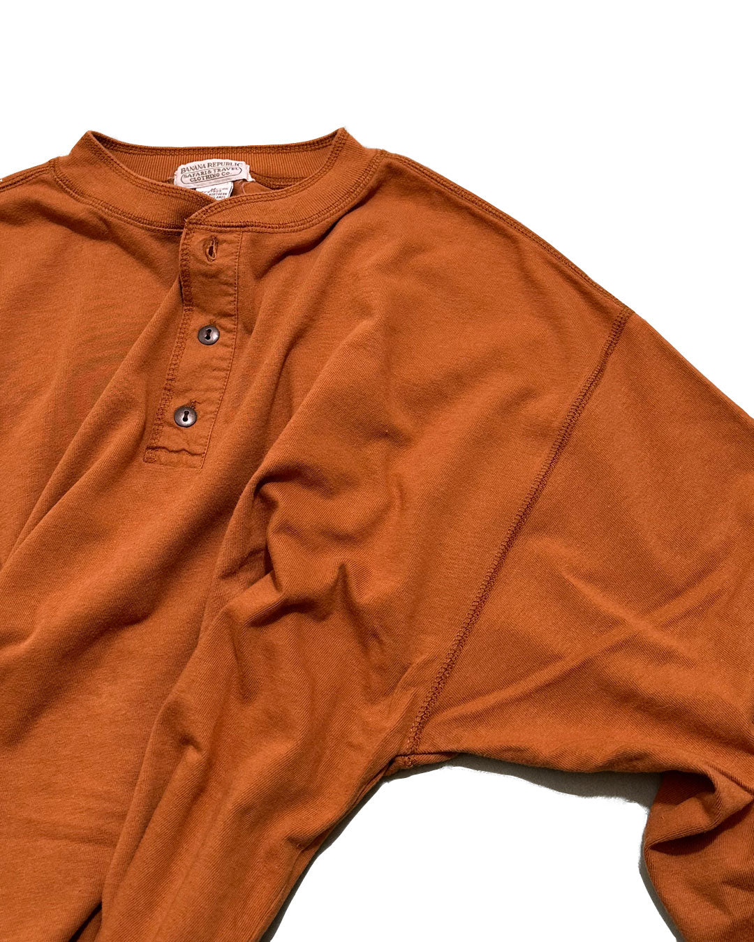 "80s BANANA REPUBLIC" Henry Neck L/S Tee