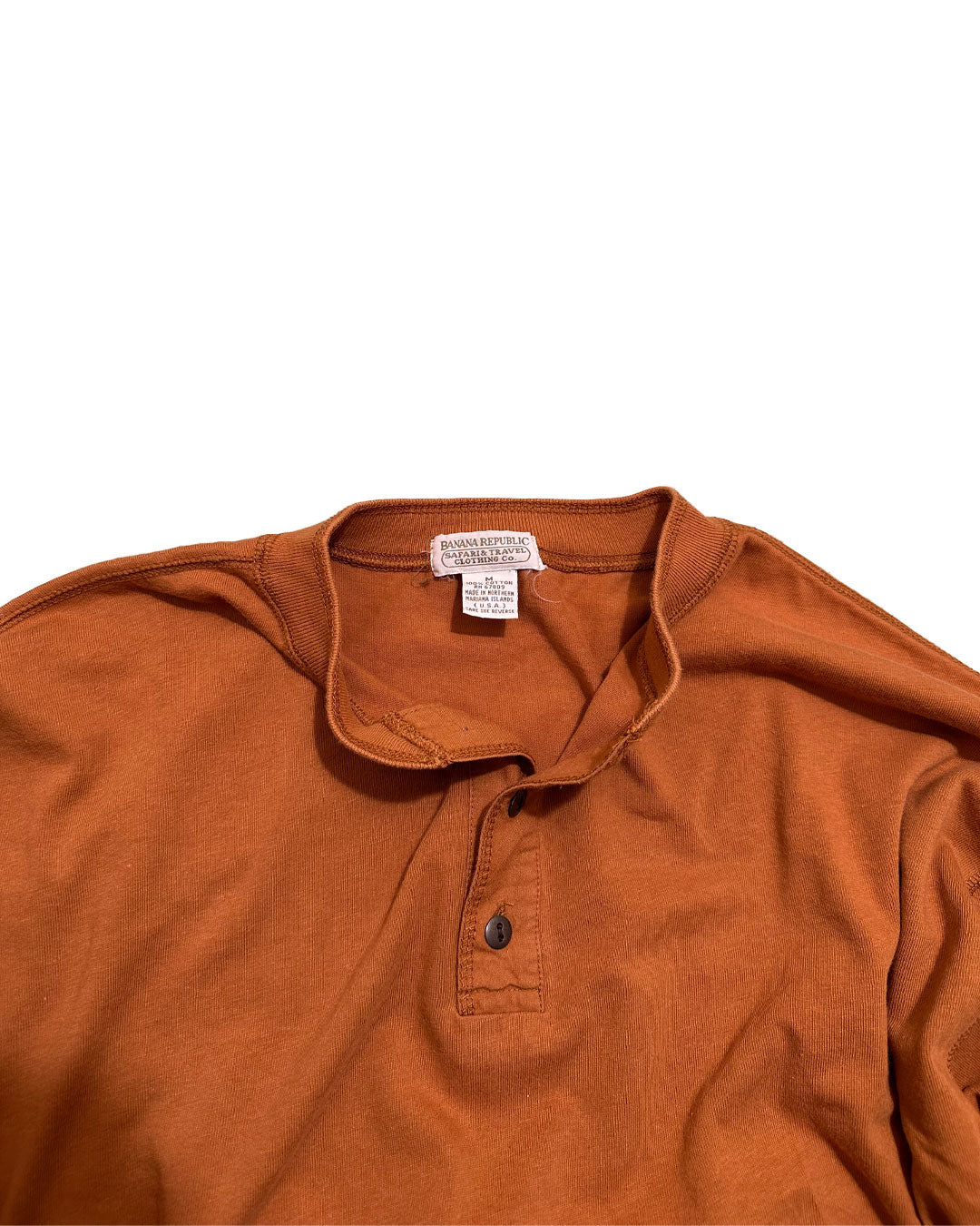 "80s BANANA REPUBLIC" Henry Neck L/S Tee