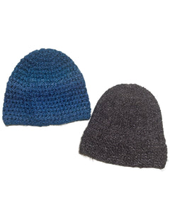 Handmade Knit Cap BLUE/GRAY
