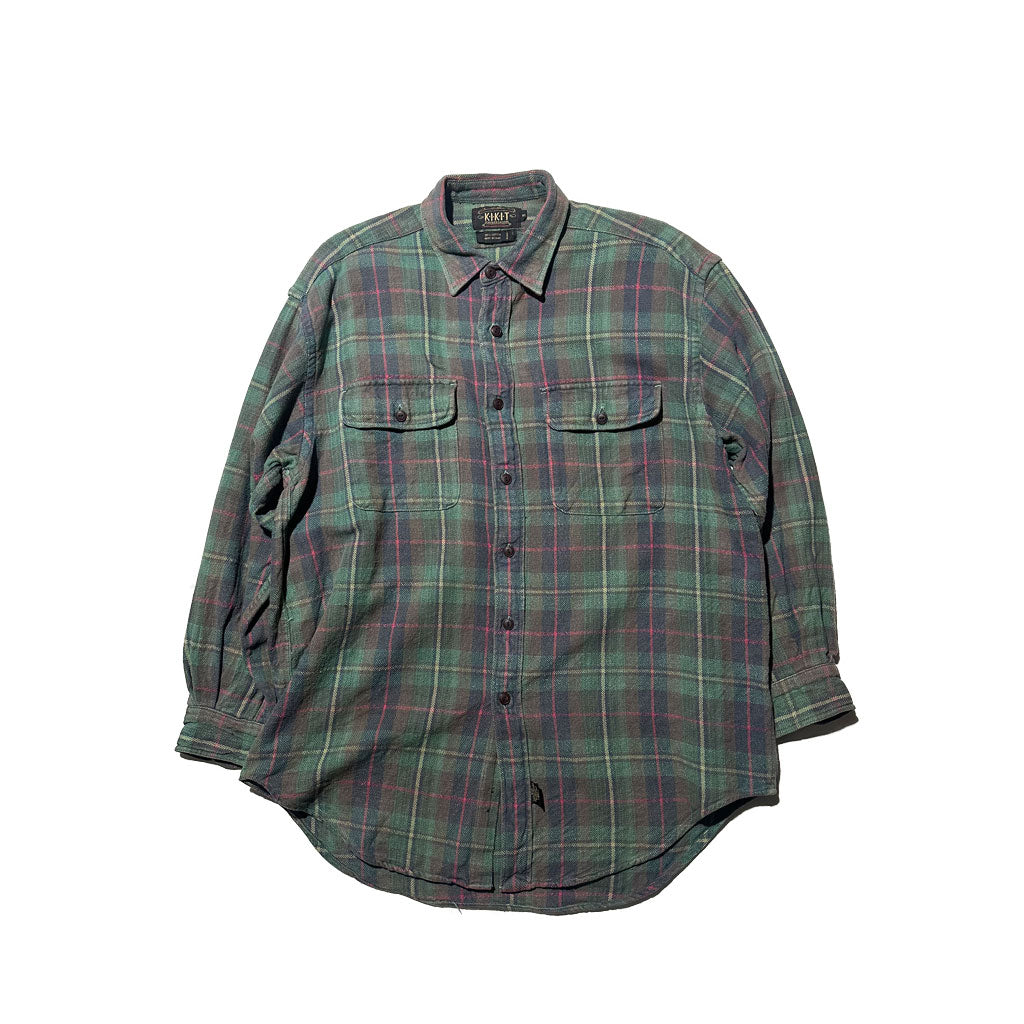 "90s KIKIT"flannel shirts green