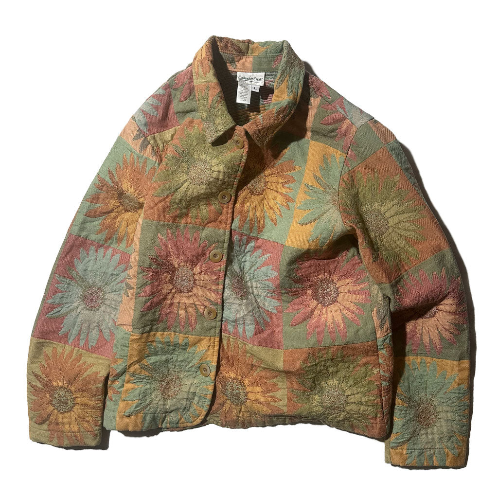 "90s Coldwater creek" Jacquard Jacket Sun Flower